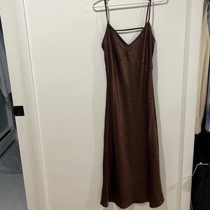 Chocolate brown midi slip dress